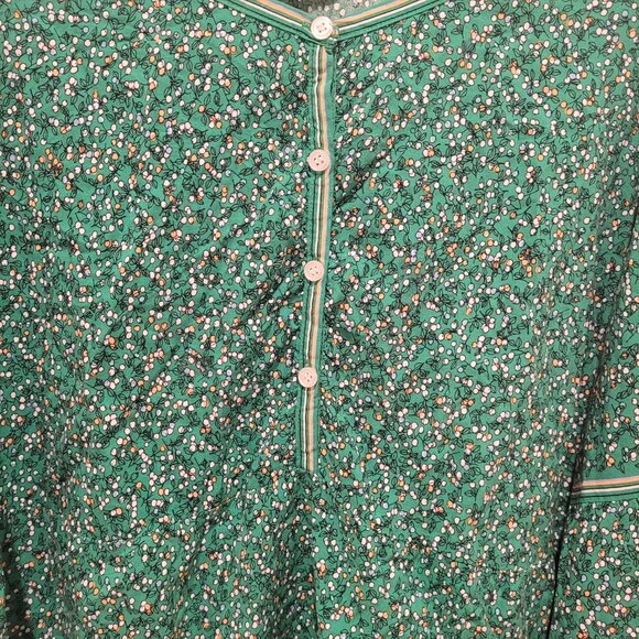 MAX STUDIO Plus 2X Elastic Sleeves Cherry Print Flowy Tunic Top Green Multi - Picture 5 of 9